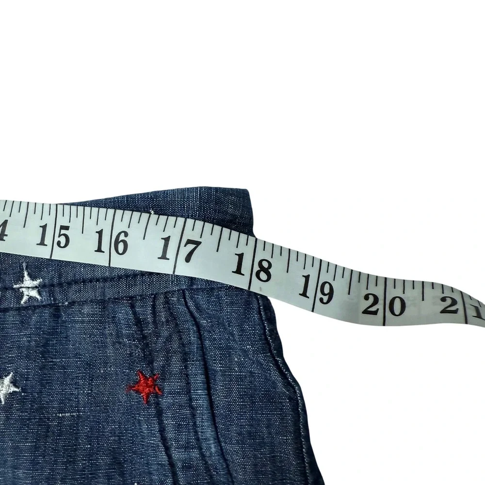 Talbots Relaxed Chino Short Star Print Blue Red White Women's Size 14P‎
